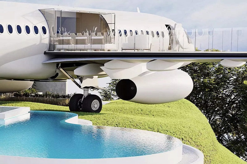 Biệt thự nghỉ dưỡng nằm trên vách đá làm từ máy bay Boeing 737 